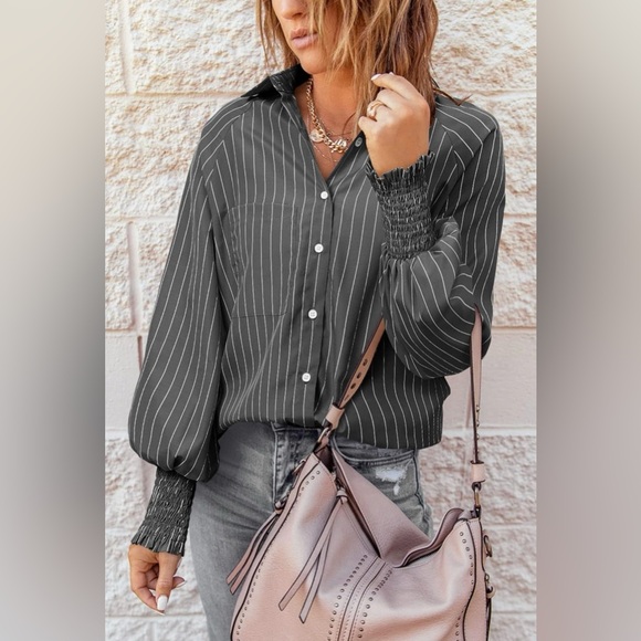 Women Casual Long Sleeve Button Down Blouse - Picture 3 of 4